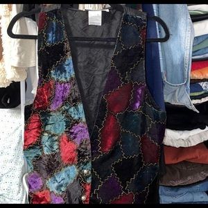 multicolored, velvet vest, small